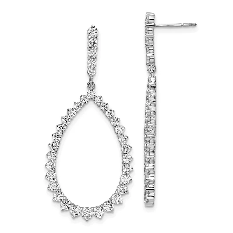 Tarnish Resistant Drop Earrings for Longevity -14k White Gold 3 ct Lab Grown Diamond Fancy Dangle Hoop Earrings VS Clarity, D-E Color