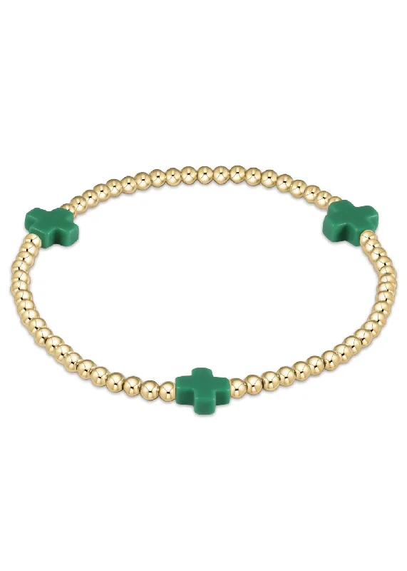 Bangles with rose gold filigree for elegance -eGIRL SIGNATURE CROSS BRACELET - EMERALD