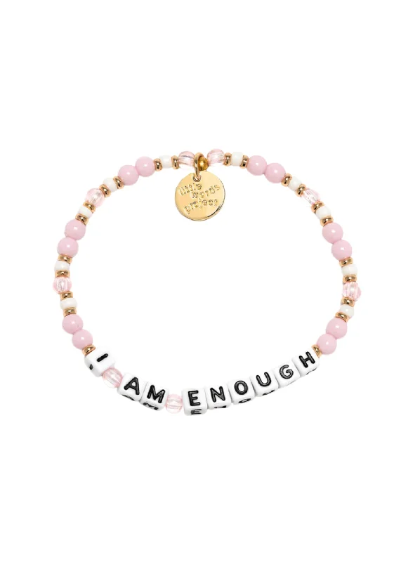 Leather bracelets with adjustable clasp for comfort -LITTLE WORDS BRACELET - I AM ENOUGH