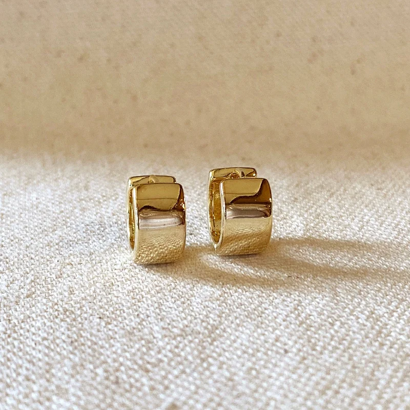 Adjustable Drop Earrings for Custom Fit -Daphne Gold Filled Chunky Flat Clicker Hoop Earrings