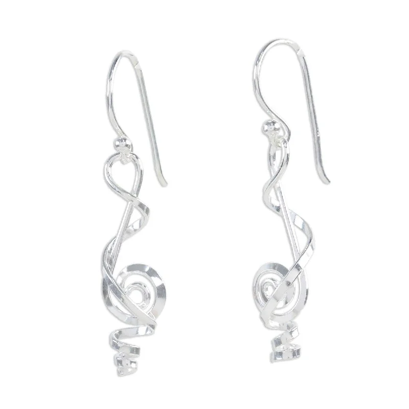 Rhinestone Drop Earrings for Sparkle -NOVICA Melody in Me, Sterling silver dangle earrings - 1.3*0.3