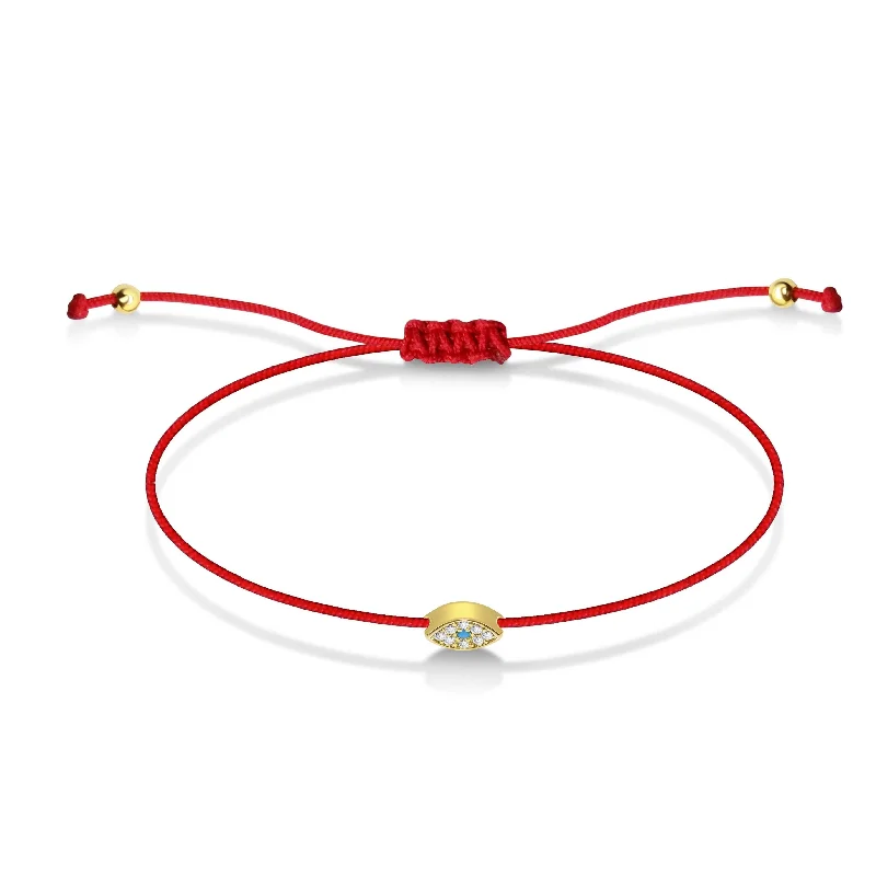 Bangles with sleek matte finish for subtlety -14K CZ Evil Eye Red String Bracelet