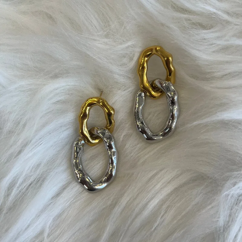 Drop Earrings for Work Attire -Logan Mixed Metal Chain Earrings