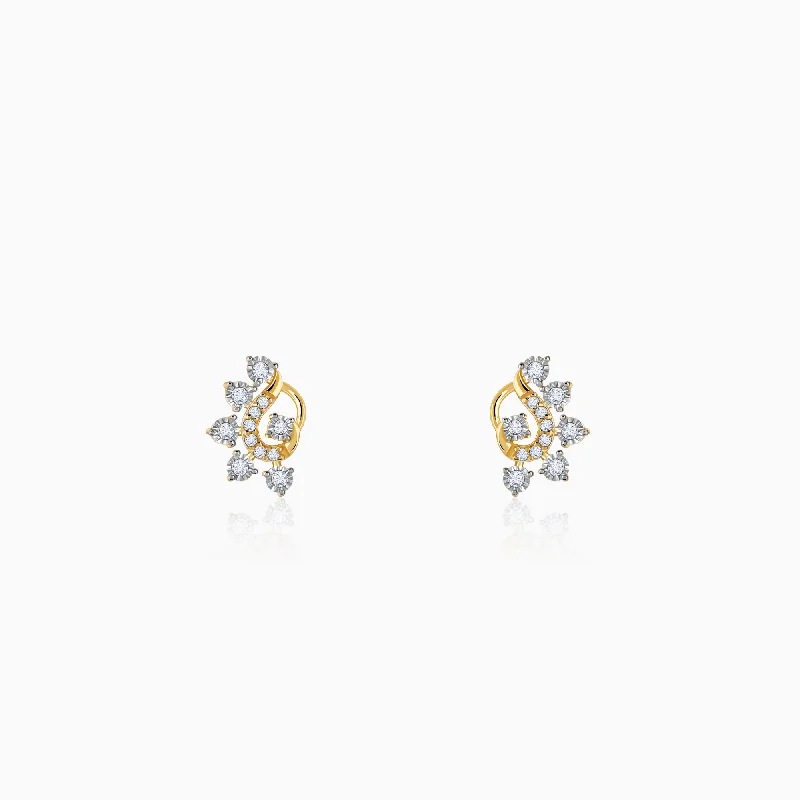 Short Drop Earrings for Subtle -Gold Charisma Diamond Earrings