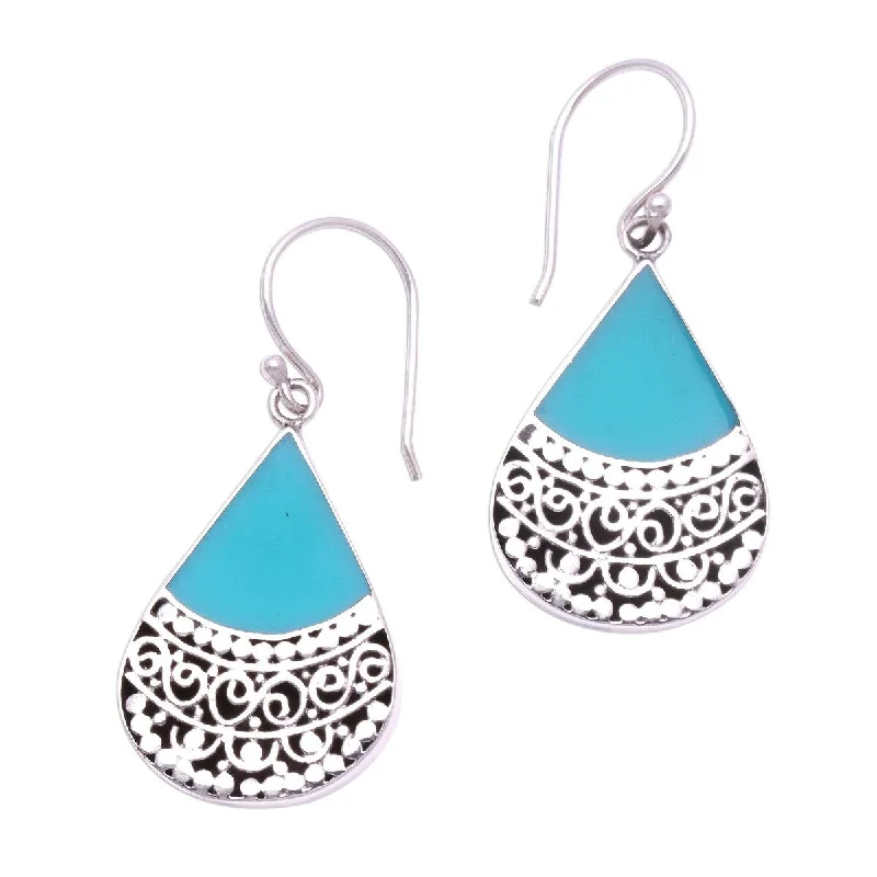 Triangular Drop Earrings for Edge -NOVICA Bali Tears, Sterling silver and resin dangle earrings - 1.7L*0.7W