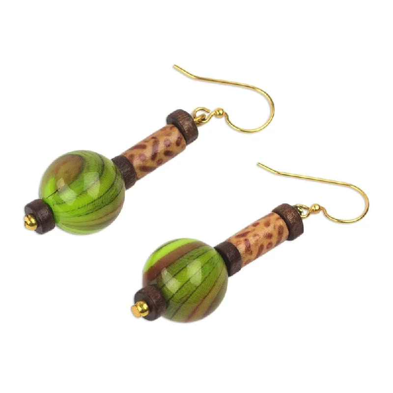 Detachable Drop Earrings with Charms -Sese Wood Upcycled Plastic 'Simplicity Globes' Earrings - 2.2L*0.6W