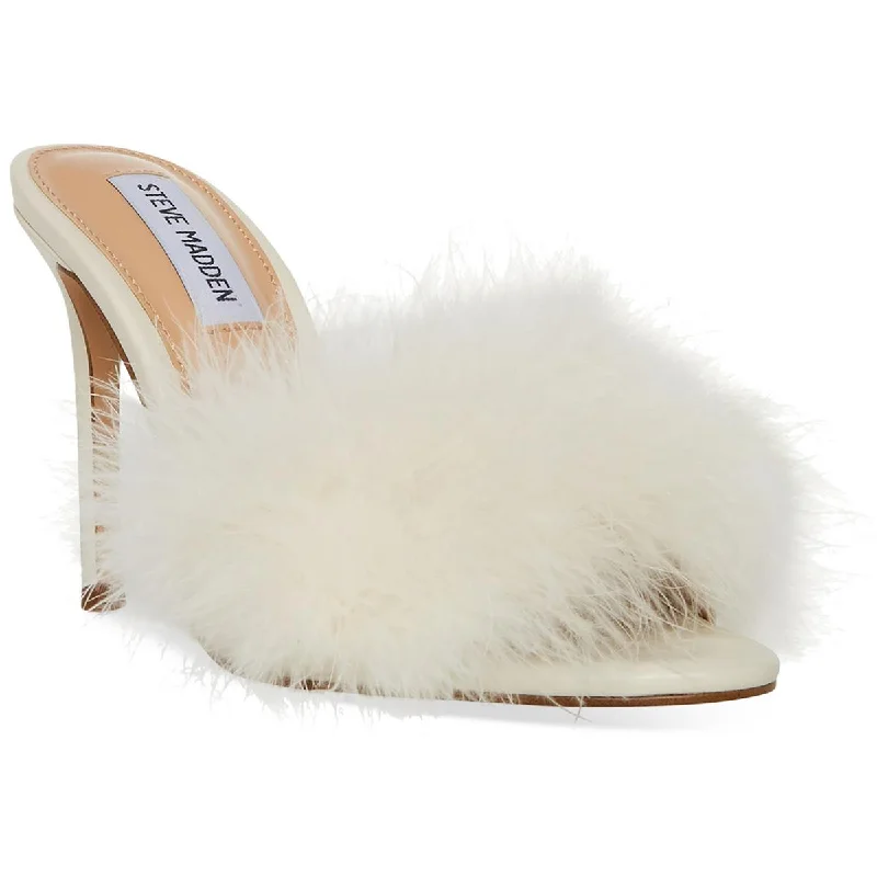 Casual sandals for women with buckle details and comfortable footbed for support-Steve Madden Womens Spin Feathers Slip On Heels