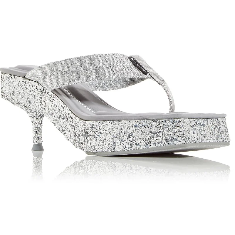 High-heeled sandals for women with wedge design and stylish straps-Alexander Wang Womens Jessie Metallic Glitter Heels