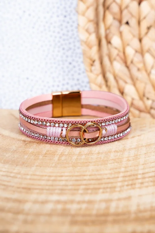 Bracelets with sapphire gems for blue sparkle -Viola Pink Infiniti Goldtone Multi-Strand Magnetic Bracelet