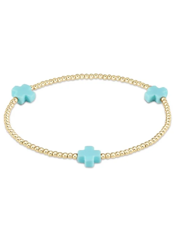 Bracelets with polished turquoise for boho style -SIGNATURE CROSS BRACELET - TURQUOISE