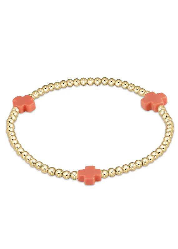 Bangles with oxidized gold for antique look -SIGNATURE CROSS BRACELET - CORAL