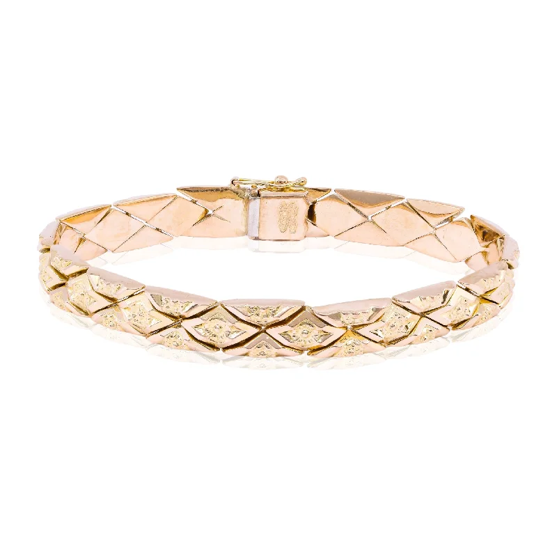 Bangles with pave-set diamonds for dazzle -ESTATE 18K YELLOW GOLD 'VENTI' STYLE BRACELET