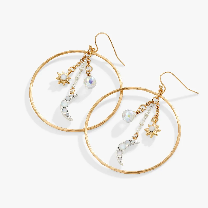 Drop Earrings with Wave Designs -Festival Moon and Star Earrings