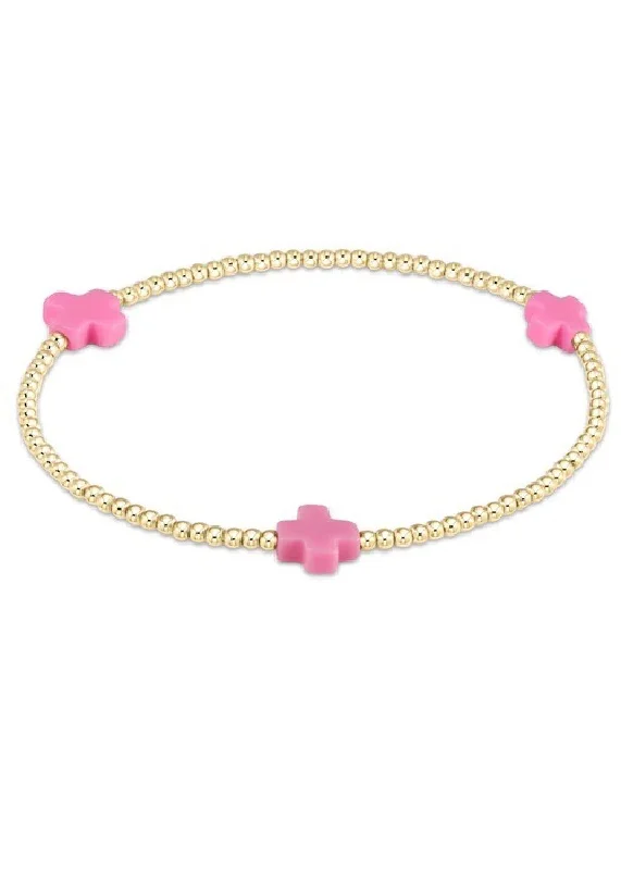 Bracelets with pave ruby for dazzling sparkle -SIGNATURE CROSS BRACELET - BRIGHT PINK