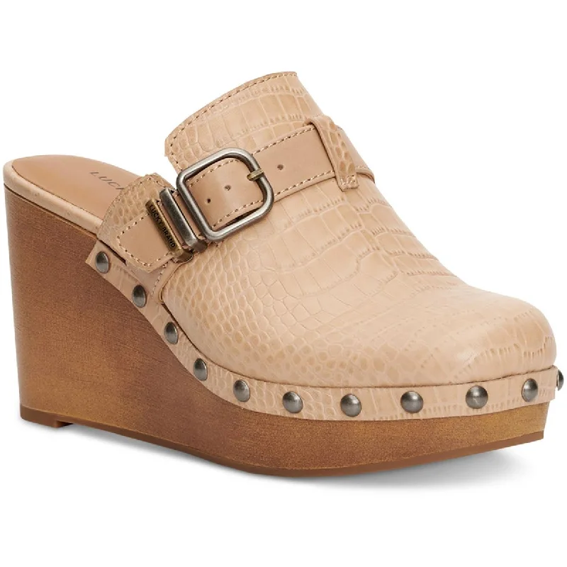 Casual sandals for men with adjustable straps and breathable material for comfort-Lucky Brand Womens Zilkio Buckle Slip On Platform Heels