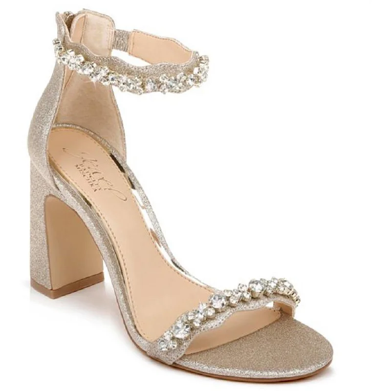 Comfortable sandals for men with wide straps and secure fit for daily use-Jewel Badgley Mischka Womens Odessa Satin Rhinestone Heels