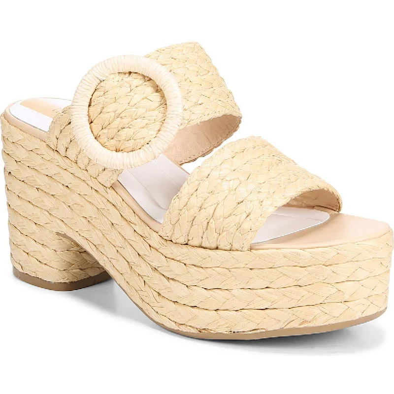 Comfortable sandals for men with velcro straps and soft material construction-Franco Sarto Womens Costa Raffia Slip On Heels