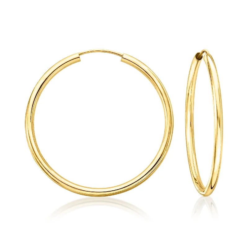 Drop Earrings with Infinity Symbols -Canaria Italian 10kt Yellow Gold Hoop Earrings