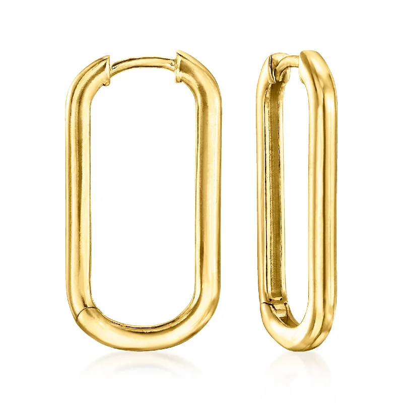 Drop Earrings for Party Look -Ross-Simons Italian 18kt Gold Over Sterling Large Paper Clip Link Hoop Earrings