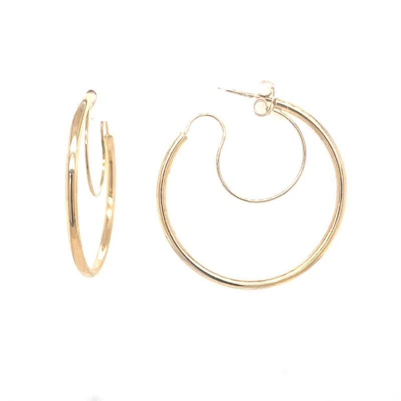 Drop Earrings for Formal Attire -Hoop in Hoop Style Earrings - 14kt Yellow Gold