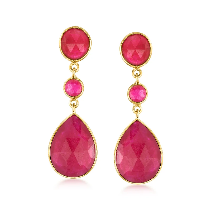 Drop Earrings for Bridesmaids Look -Ross-Simons Pink Quartz Drop Earrings in 18kt Gold Over Sterling