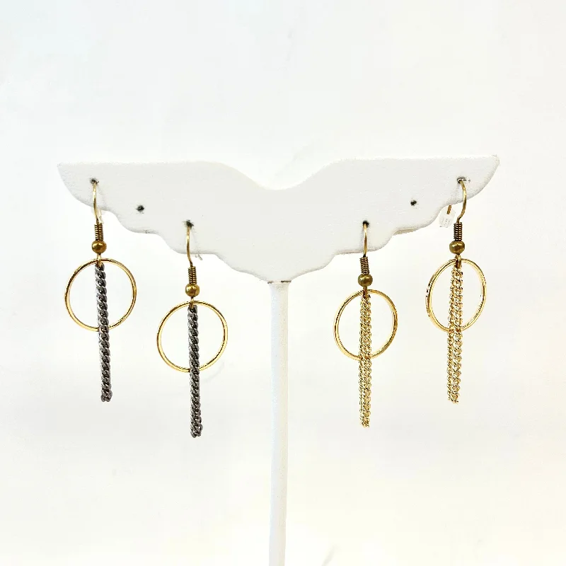 Beaded Drop Earrings for Party -Small Circle Dangle Curb Chain Earrings