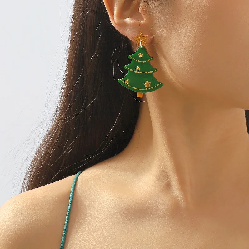 Drop Earrings for Wellness Routine -Wholesale Creative Fashion Acrylic Christmas Tree Earrings