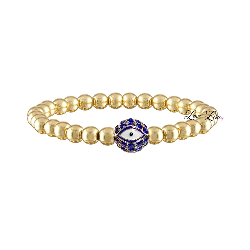 Bangles with pave-set diamonds for dazzle -Evil Eye Bracelet