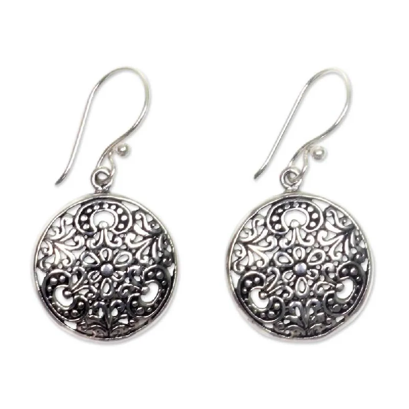 Drop Earrings for Beach Outfit -Sterling Silver 'Sacred Moon' Earrings (Indonesia)