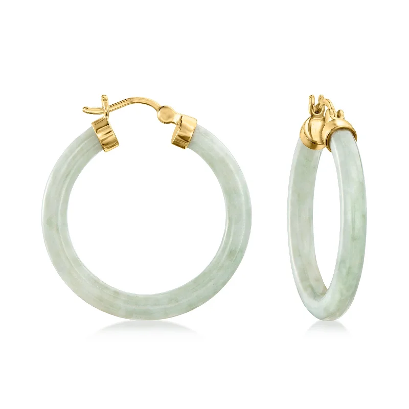 Minimalist Drop Earrings with Simplicity -Ross-Simons Jade Hoop Earrings With 18kt Gold Over Sterling