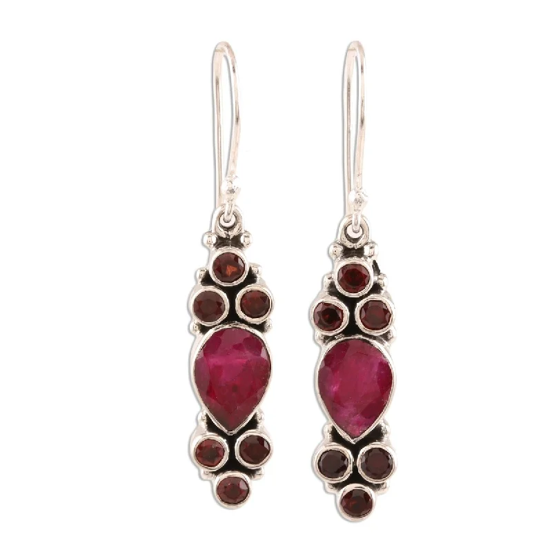 Pearl Drop Earrings for Elegance -NOVICA Passionate Trios, Agate and garnet dangle earrings - 1.9*0.5