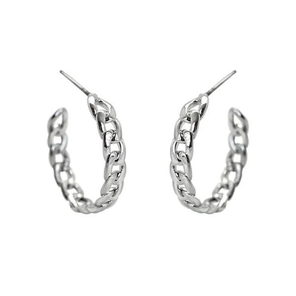 Square Drop Earrings for Modern -Curb Chain Hoop Earrings