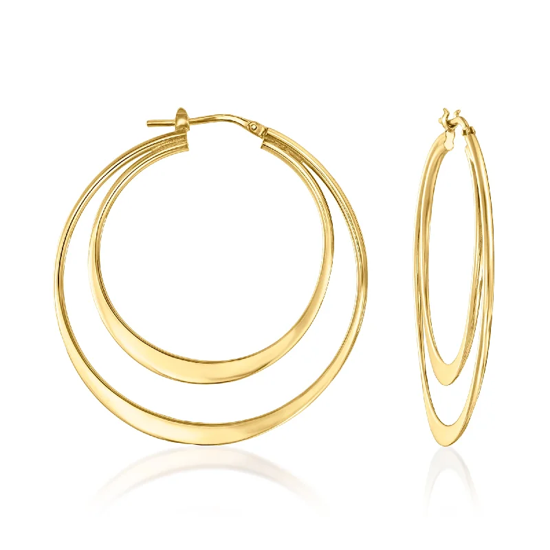 Drop Earrings for Work Attire -Ross-Simons Italian 18kt Gold Over Sterling Double-Hoop Earrings