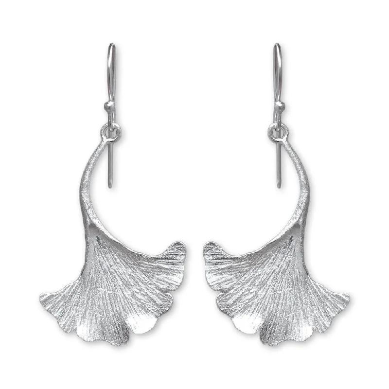 Crystal and Pearl Drop Earrings for Glamour -Sterling Silver 'Oyster Mushroom' Earrings (Indonesia)