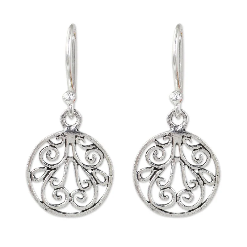 Retro Drop Earrings for Nostalgia -Handmade Sterling Silver Dangle Earrings, 'Lace' (Thailand)