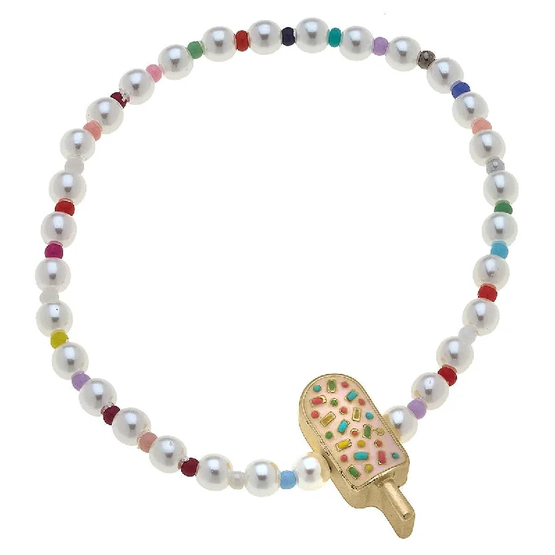 Bangles with rough opal for organic shine -Kids Samantha Pearl Beaded Children's Bracelet with Cute Charm | Kids Fashion Beads Jewelry