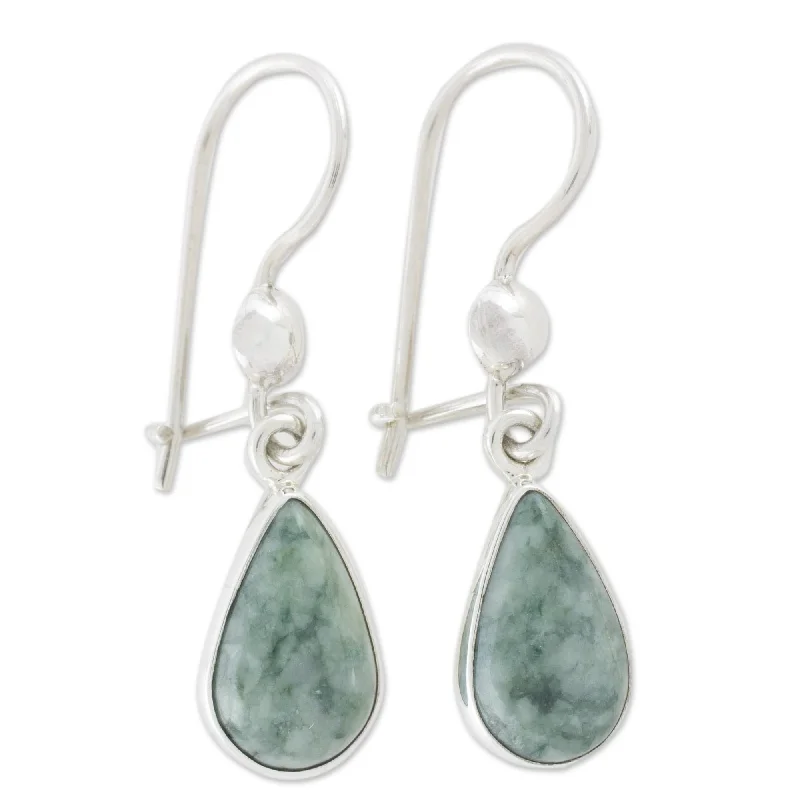 Minimalist Drop Earrings with Simplicity -Pale Green Tears Sterling Silver Jade Earrings