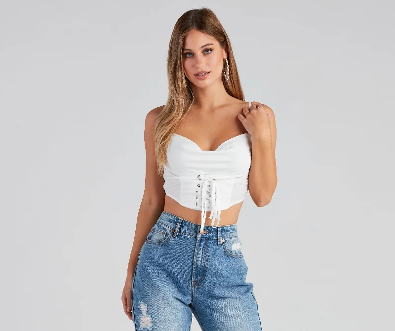 Racerback crop top for women with sleek design and athletic feel-New Beau Lace-Up Crop Top