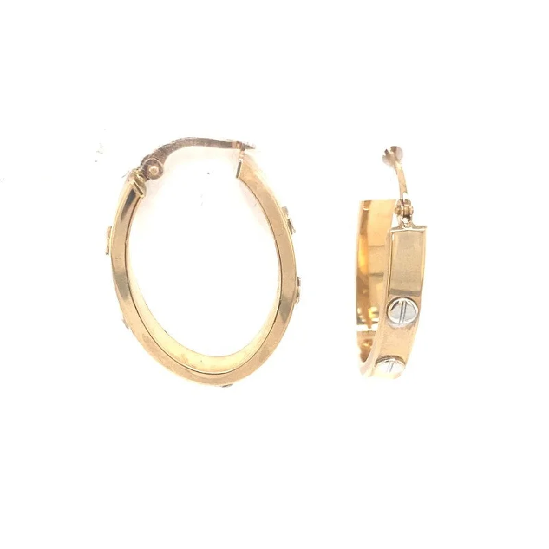 Drop Earrings for Travel Look -Raised Detail Hoop Earrings - 14kt Two-Tone Gold