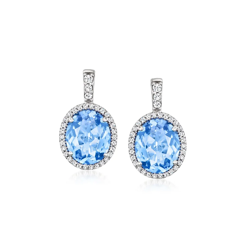 Punk Drop Earrings with Spikes -Ross-Simons Italian Simulated Sapphire and . CZ Drop Earrings in Sterling Silver