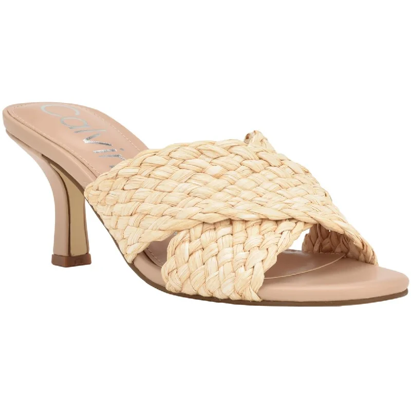 Casual sandals for women with flat soles and comfortable fit for everyday wear-Calvin Klein Womens Chetol2  Woven Slip On Heels