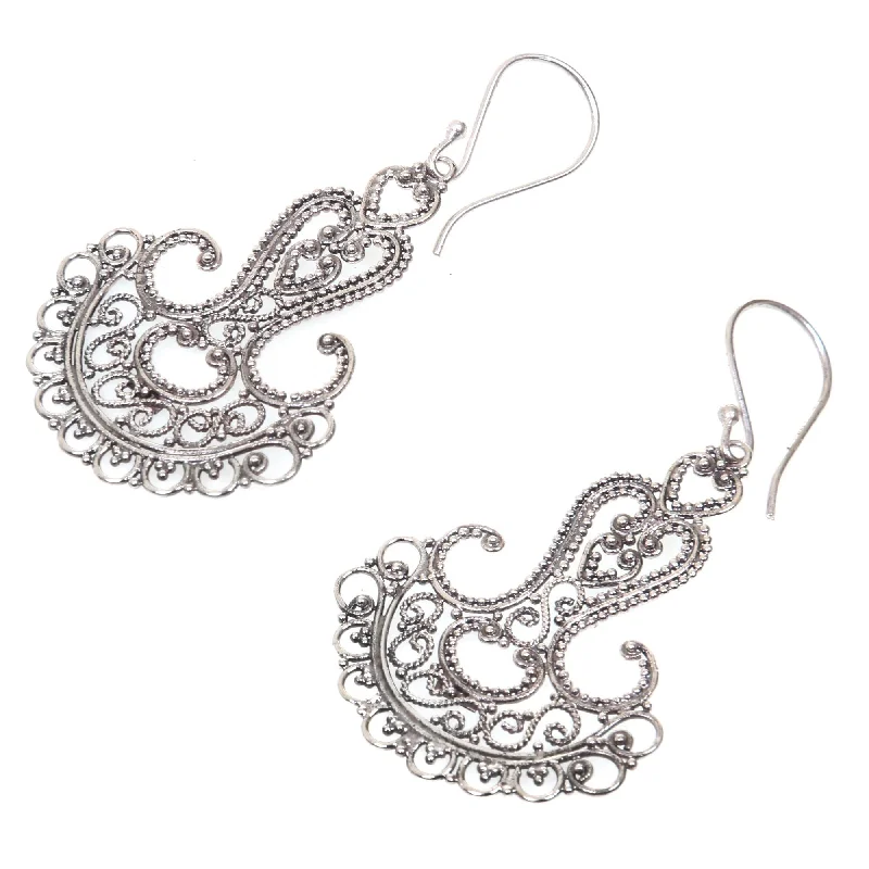 Indian Drop Earrings with Intricacy -NOVICA Handmade Sterling Silver 'Benoa Anchor' Earrings (Indonesia)