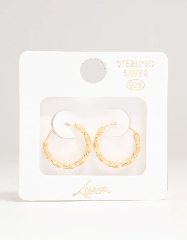 Maximalist Drop Earrings for Bling -Lovisa Gold Plated Sterling Silver Twisted Hoop Earrings 15MM | Premium Gold Plated on 925 Sterling Silver | Hypoallergenic | On-Trend Classics