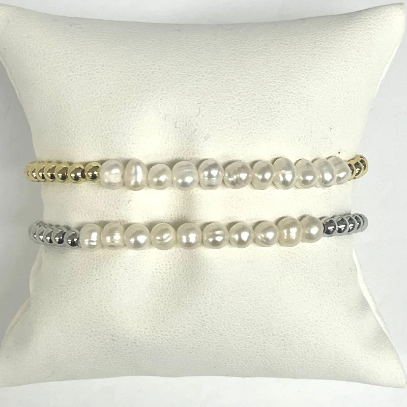 Bracelets with branch patterns for nature flair -Fresh Water Pearl And 4mm Beaded Bracelet