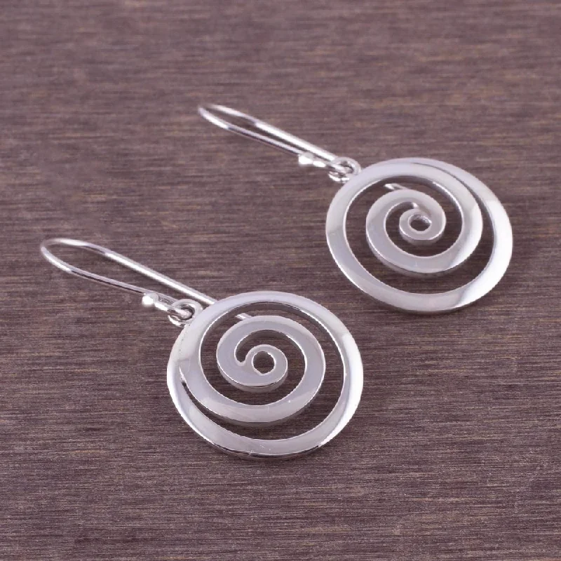 Drop Earrings for Mother's Day -Handmade Sterling Silver 'Andean Whirlwind' Earrings (Peru) - 1.5*0.8