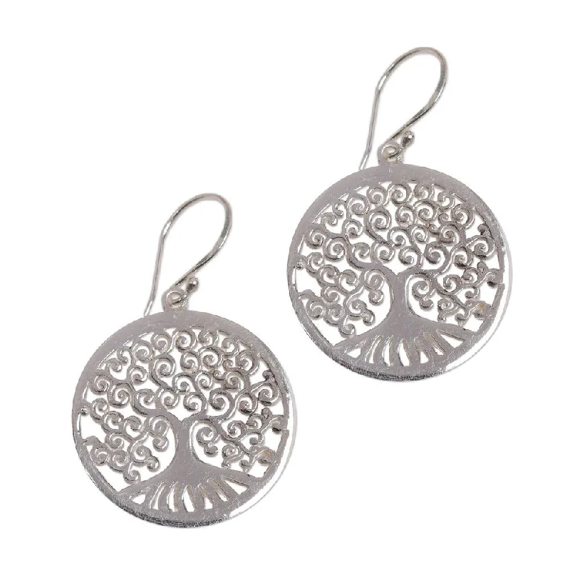 Drop Earrings for Wellness Routine -NOVICA Handmade Sterling Silver Dangle Earrings, 'Delightful Trees' (Indonesia) - 1.6*0.9