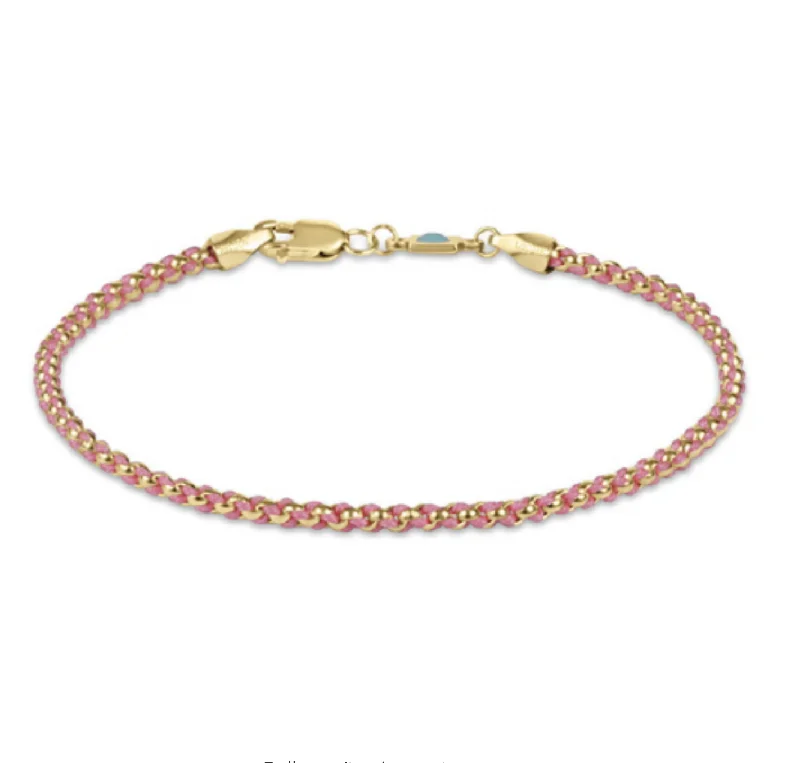 Gold bracelets with delicate diamond charm accents -Hope Together Bracelet - Bright Pink -by enewton