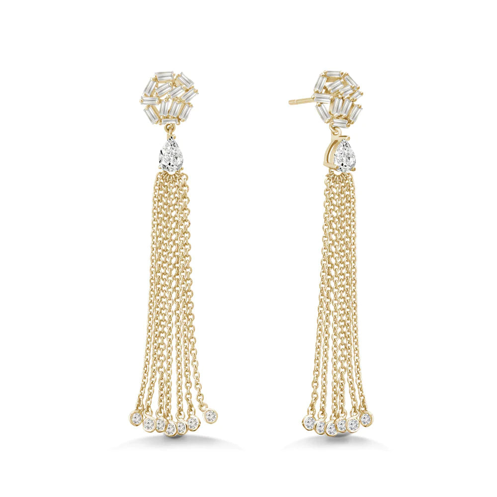 Drop Earrings for Wellness Routine -Tassel Crystal Glamour Earrings