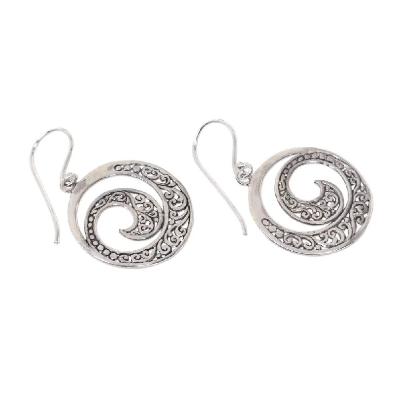 Drop Earrings with Enamel Coating -NOVICA Handmade Ferns in Moonlight Earrings (Indonesia) - Silver - 1.6*0.9