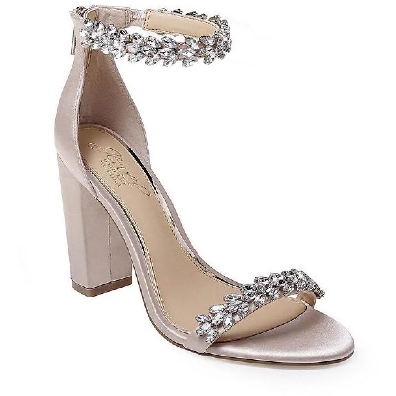 Fashionable sandals for women with animal print and chic buckle accents-Jewel Badgley Mischka Womens Mayra Satin Heels